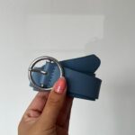 Cinturon Mujer Hebilla Circular Azul
