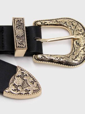 cinturon vaquero hebilla ancha negro dorado