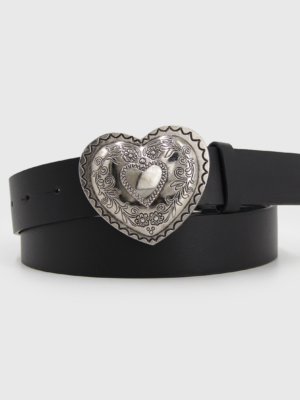 Cinturón Hebilla Corazón Grabado Mujer