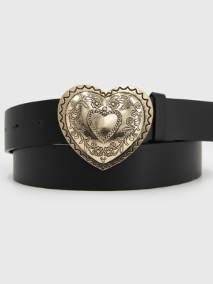 Cinturón Hebilla Corazón Grabado Mujer